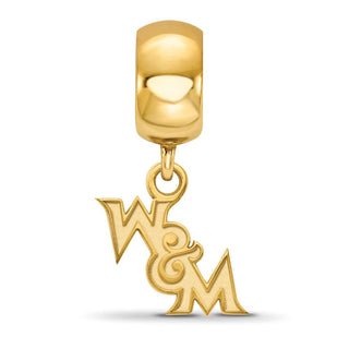 Sterling Silver Gold-plated LogoArt College of William and Mary Extra Small Dangle Bead Charm