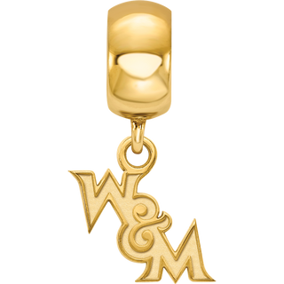 Sterling Silver Gold-plated LogoArt College of William and Mary Extra Small Dangle Bead Charm