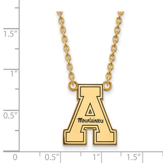 Sterling Silver Gold-plated LogoArt Appalachian State University Enameled Large Pendant 18 inch Necklace