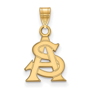 Sterling Silver Gold-plated LogoArt Arizona State University A-S Small Pendant