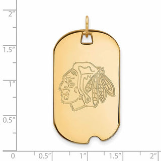 Sterling Silver Gold-plated NHL LogoArt Chicago Blackhawks Large Dog Tag Pendant