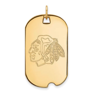 10k Gold NHL LogoArt Chicago Blackhawks Large Dog Tag Pendant