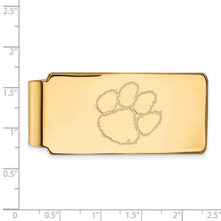 Sterling Silver Gold-plated LogoArt Clemson University Tiger Paw Money Clip