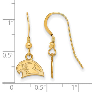 Sterling Silver Gold-plated LogoArt Miami University Ohio Redhawk Extra Small Dangle Wire Earrings