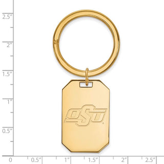 Sterling Silver Gold-plated LogoArt Oklahoma State University O-S-U Key Ring