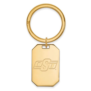 Sterling Silver Gold-plated LogoArt Oklahoma State University O-S-U Key Ring