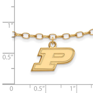 Sterling Silver Gold-plated LogoArt Purdue University Letter P 9-inch Anklet