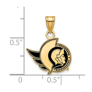 Sterling Silver Gold-plated NHL LogoArt Ottawa Senators Small Enameled Pendant