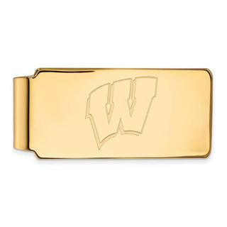 10k Gold LogoArt University of Wisconsin Letter W Money Clip