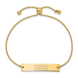 Sterling Silver Gold-plated NHL LogoArt Vegas Golden Knights Small Bar Adjustable 9 inch Bracelet