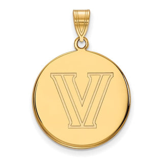 14k Gold LogoArt Villanova University Letter V Large Disc Pendant