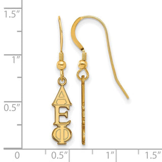 Sterling Silver Gold-plated LogoArt Alpha Epsilon Phi Sorority Greek Letters Small Dangle Wire Earrings