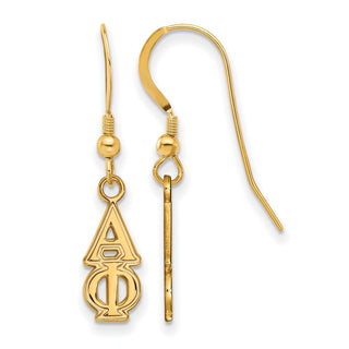 Sterling Silver Gold-plated LogoArt Alpha Phi Sorority Greek Letters Small Dangle Wire Earrings