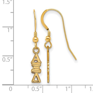 Sterling Silver Gold-plated LogoArt Alpha Xi Delta Sorority Greek Letters Small Dangle Wire Earrings