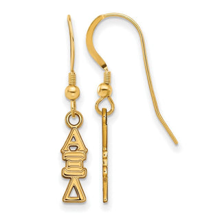 Sterling Silver Gold-plated LogoArt Alpha Xi Delta Sorority Greek Letters Small Dangle Wire Earrings