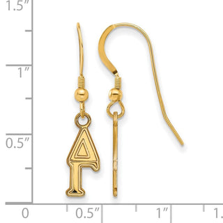 Sterling Silver Gold-plated LogoArt Delta Gamma Extra Sorority Greek Letters Small Dangle Wire Earrings