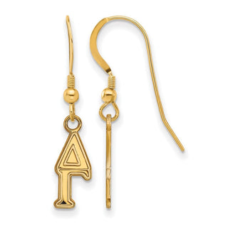 Sterling Silver Gold-plated LogoArt Delta Gamma Extra Sorority Greek Letters Small Dangle Wire Earrings