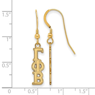Sterling Silver Gold-plated LogoArt Gamma Phi Beta Extra Sorority Greek Letters Small Dangle Wire Earrings