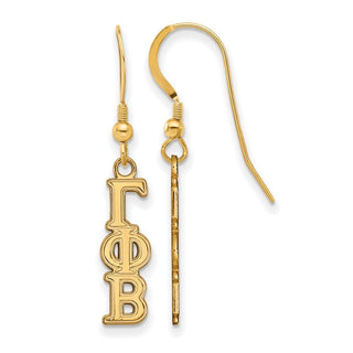 Sterling Silver Gold-plated LogoArt Gamma Phi Beta Extra Sorority Greek Letters Small Dangle Wire Earrings