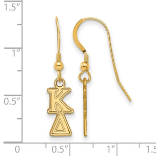 Sterling Silver Gold-plated LogoArt Kappa Delta Extra Sorority Greek Letters Small Dangle Wire Earrings
