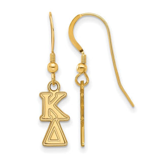 Sterling Silver Gold-plated LogoArt Kappa Delta Extra Sorority Greek Letters Small Dangle Wire Earrings