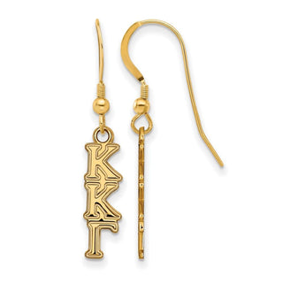 Sterling Silver Gold-plated LogoArt Kappa Kappa Gamma Extra Sorority Greek Letters Small Dangle Wire Earrings