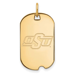 14k Gold LogoArt Oklahoma State University O-S-U Small Dog Tag Pendant