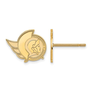Sterling Silver Gold-plated NHL LogoArt Ottawa Senators Extra Small Post Earrings