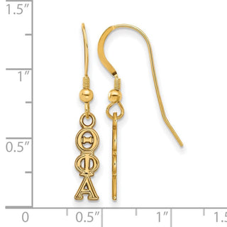 Sterling Silver Gold-plated LogoArt Theta Phi Alpha Extra Sorority Greek Letters Small Dangle Wire Earrings