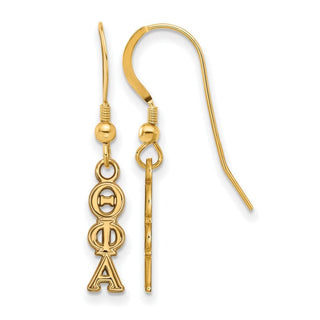 Sterling Silver Gold-plated LogoArt Theta Phi Alpha Extra Sorority Greek Letters Small Dangle Wire Earrings
