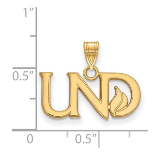 Sterling Silver Gold-plated LogoArt University of North Dakota U-N-D Small Pendant