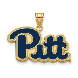 Sterling Silver Gold-plated LogoArt University of Pittsburgh Large Enameled Pendant
