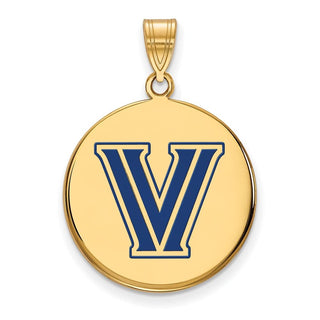 Sterling Silver Gold-plated LogoArt Villanova University Letter V Large Enameled Disc Pendant