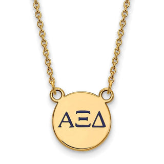 Sterling Silver Gold-plated LogoArt Alpha Xi Delta Sorority Greek Letters Extra Small Color Enamel Pendant 18 inch Necklace