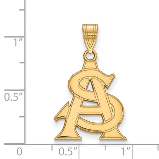 Sterling Silver Gold-plated LogoArt Arizona State University A-S Large Pendant