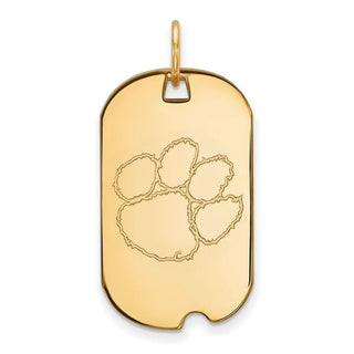 Sterling Silver Gold-plated LogoArt Clemson University Tiger Paw Small Dog Tag Pendant