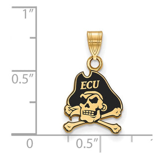 Sterling Silver Gold-plated LogoArt East Carolina University Pirate Small Enameled Pendant GP027ECU