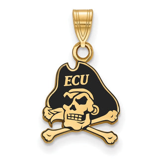Sterling Silver Gold-plated LogoArt East Carolina University Pirate Small Enameled Pendant GP027ECU