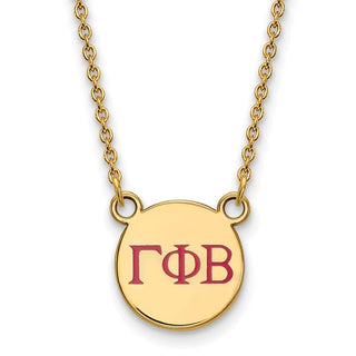 Sterling Silver Gold-plated LogoArt Gamma Phi Beta Sorority Greek Letters Small Color Enamel Pendant 18 inch Necklace GP027GPB-18