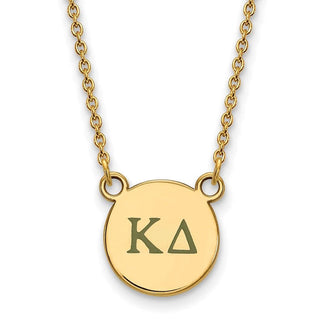 Sterling Silver Gold-plated LogoArt Kappa Delta Sorority Greek Letters Small Color Enamel Pendant 18 inch Necklace GP027KD-18