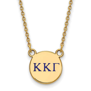 Sterling Silver Gold-plated LogoArt Kappa Kappa Gamma Sorority Greek Letters Small Color Enamel Pendant 18 inch Necklace GP027KKG-18