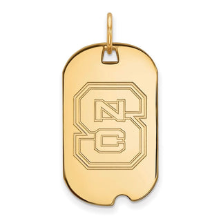 14k Gold LogoArt North Carolina State University N-C-S Small Dog Tag Pendant