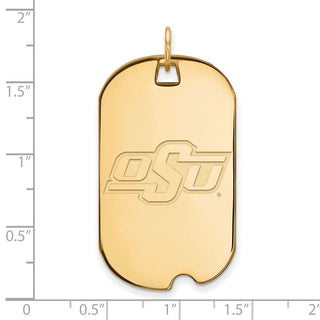 14k Gold LogoArt Oklahoma State University O-S-U Large Dog Tag Pendant
