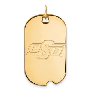 10k Gold LogoArt Oklahoma State University O-S-U Large Dog Tag Pendant