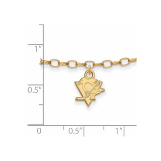 Sterling Silver Gold-plated NHL LogoArt Pittsburgh Penguins 9 inch Anklet