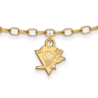 Sterling Silver Gold-plated NHL LogoArt Pittsburgh Penguins 9 inch Anklet