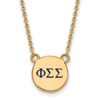 Sterling Silver Gold-plated LogoArt Phi Sigma Sigma Sorority Greek Letters Small Color Enamel Pendant 18 inch Necklace GP027PSS-18
