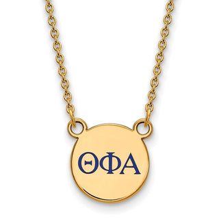 Sterling Silver Gold-plated LogoArt Theta Phi Alpha Sorority Greek Letters Small Color Enamel Pendant 18 inch Necklace GP027TPA-18