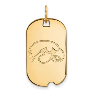 Sterling Silver Gold-plated LogoArt University of Iowa Hawk Small Dog Tag Pendant