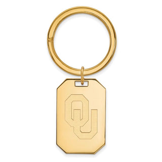 Sterling Silver Gold-plated LogoArt University of Oklahoma O-U Key Ring
